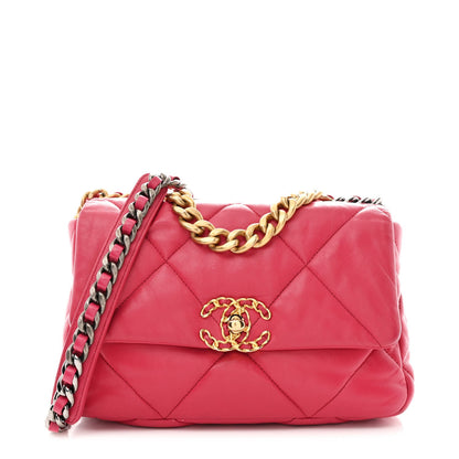 Medium Quilted Lambskin Flap Shoulder Bag - Pink