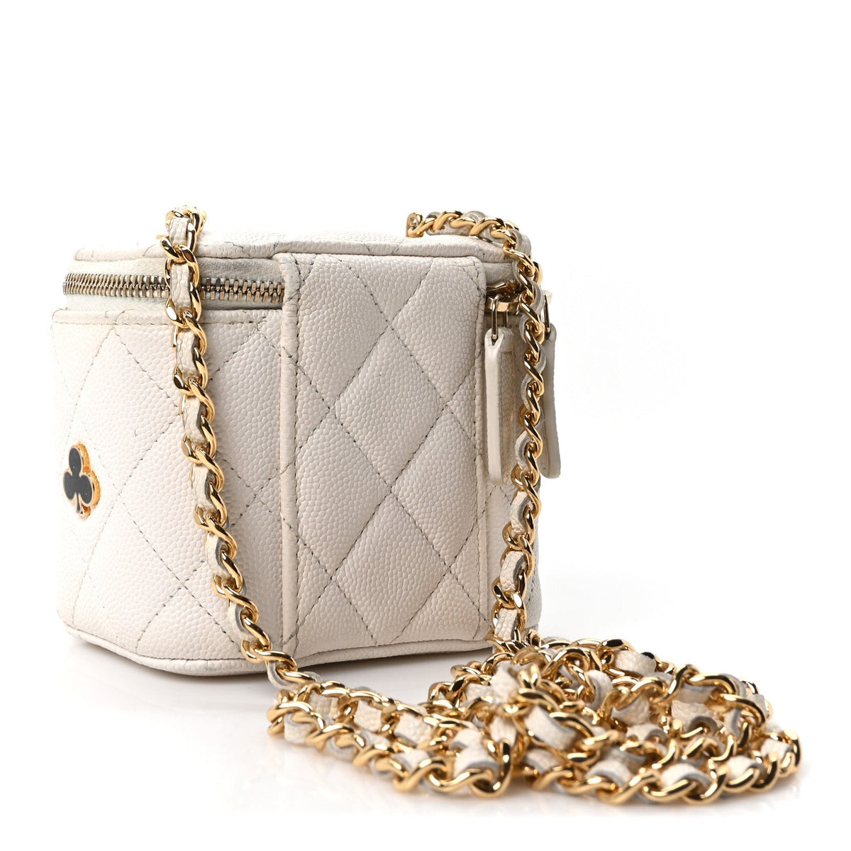 Mini Quilted Caviar Handbag - White