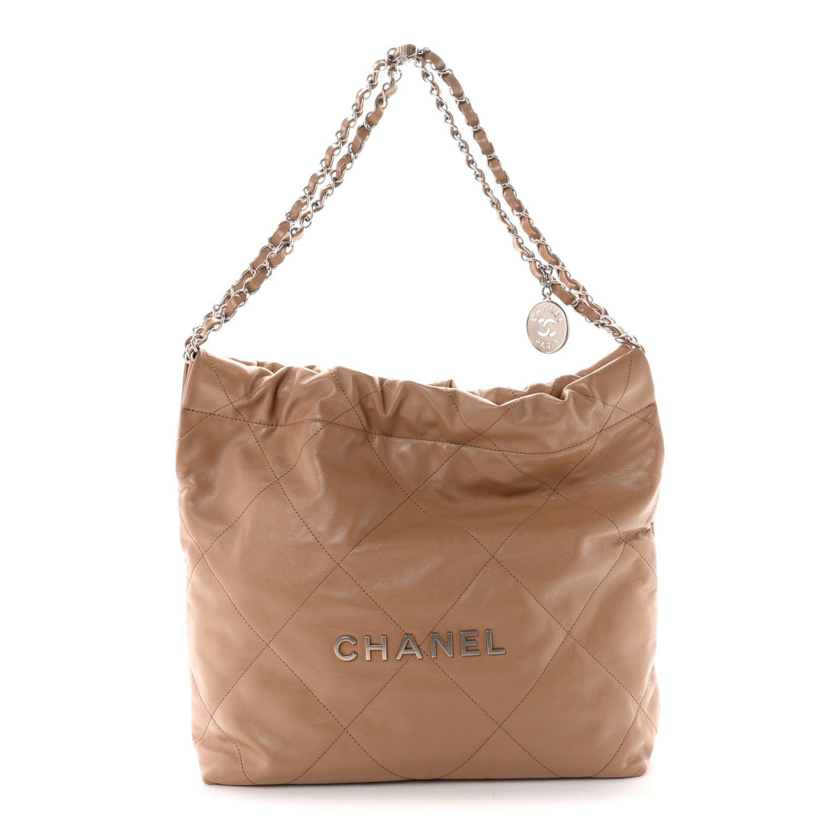 Small Quilted Calfskin Handbag - Beige