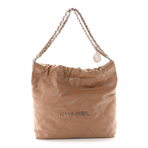 Small Quilted Calfskin Handbag - Beige