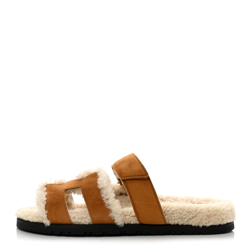 Suede Goatskin Woolskin Chypre Sandals Brun Fume Ecru