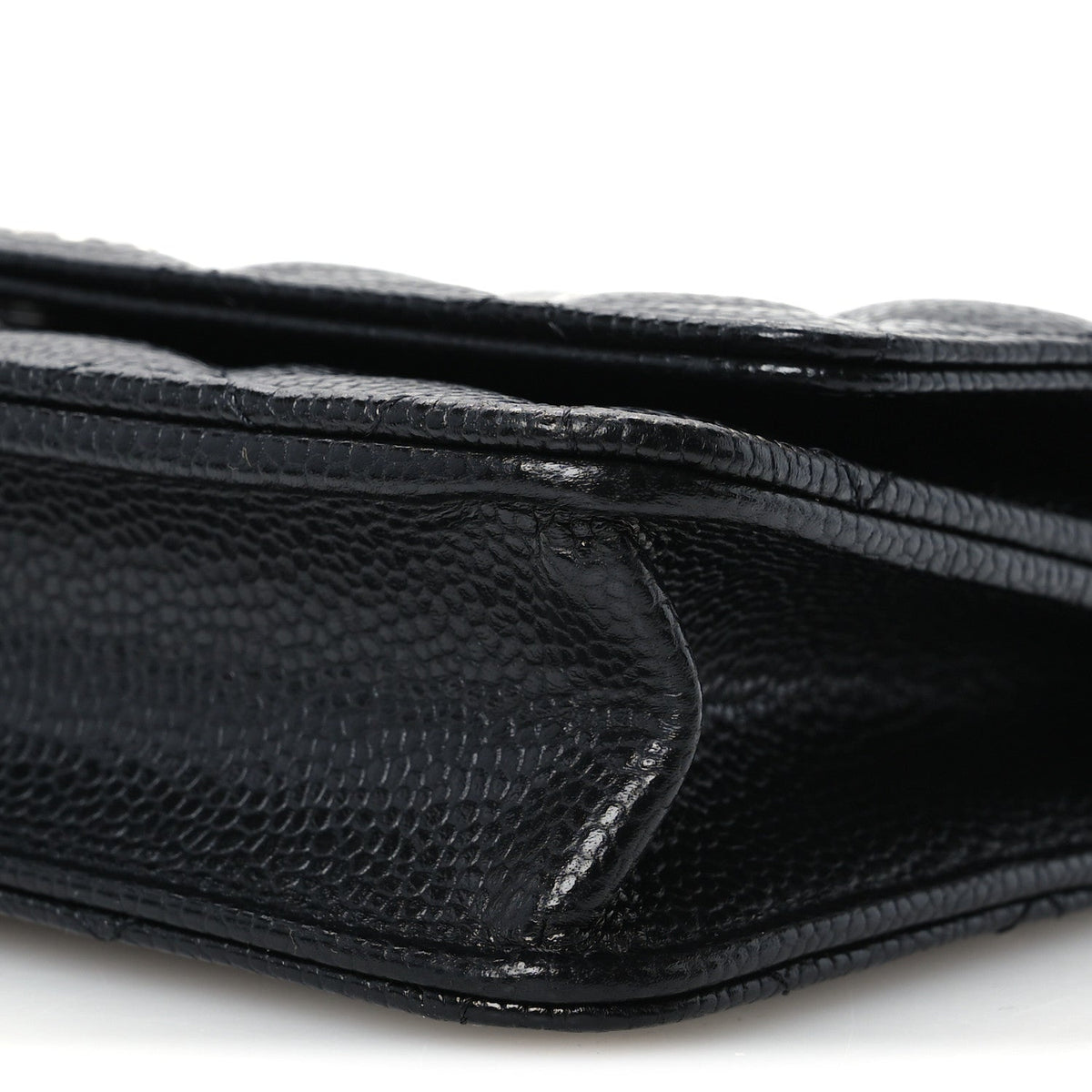 Quilted Caviar Wallet Bag - Black