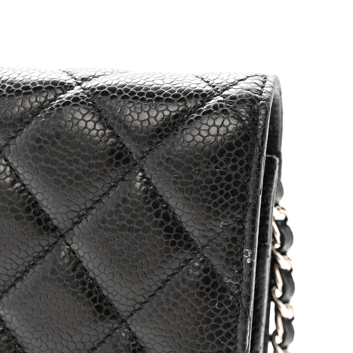 Quilted Caviar Wallet Bag - Black