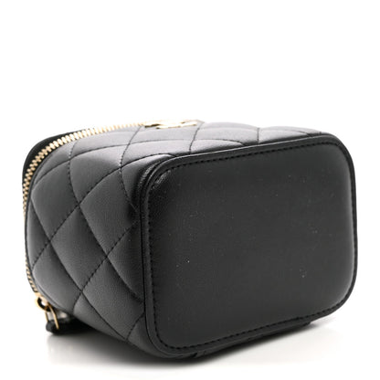 Mini Quilted Lambskin Handbag - Black