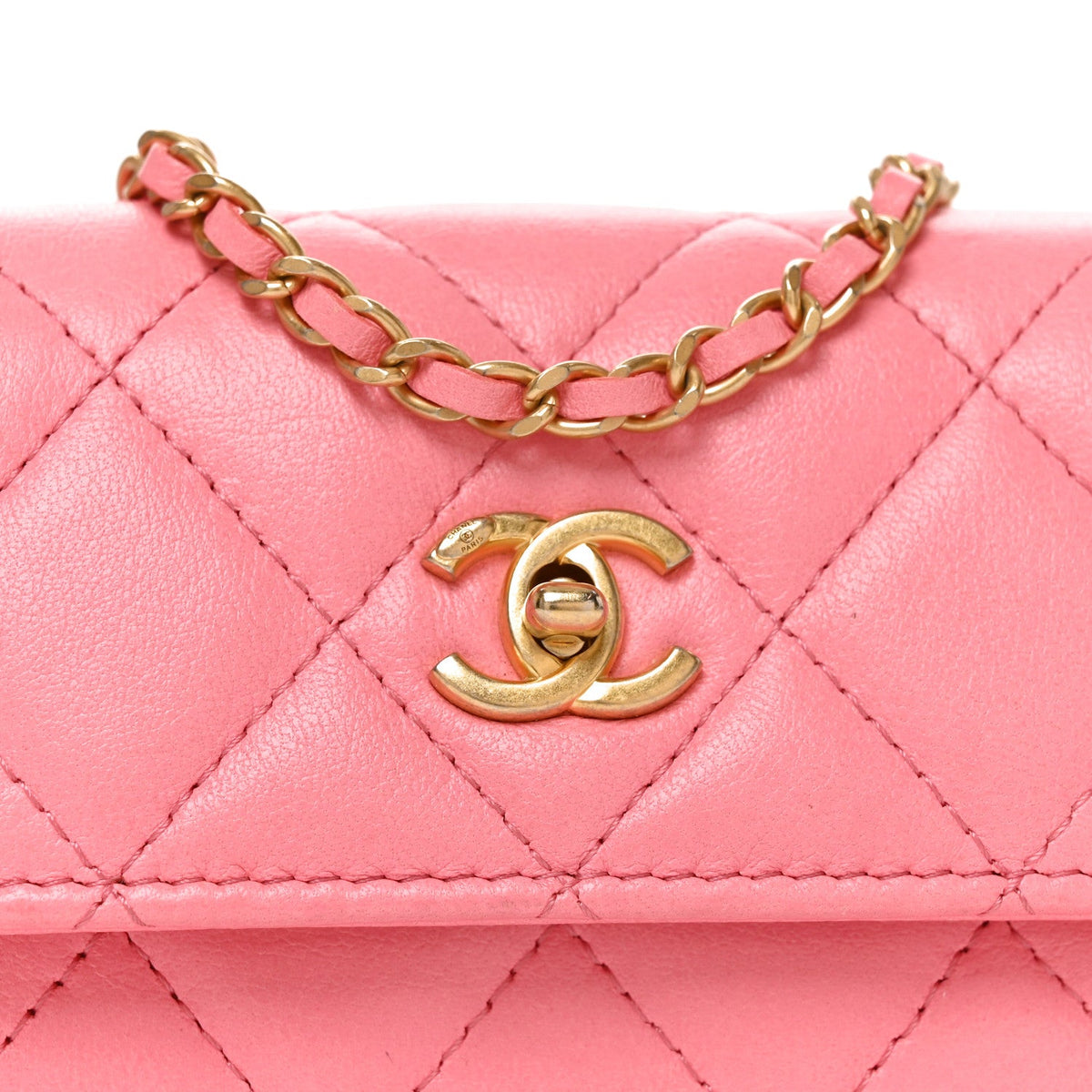 Quilted Lambskin Handbag - Pink