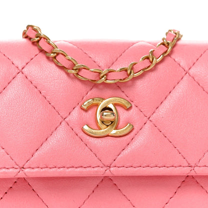 Quilted Lambskin Handbag - Pink