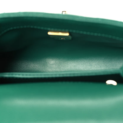 Mini Quilted Caviar Flap Shoulder Bag - Green