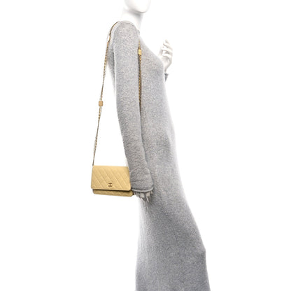 Quilted Lambskin Wallet Bag - Yellow