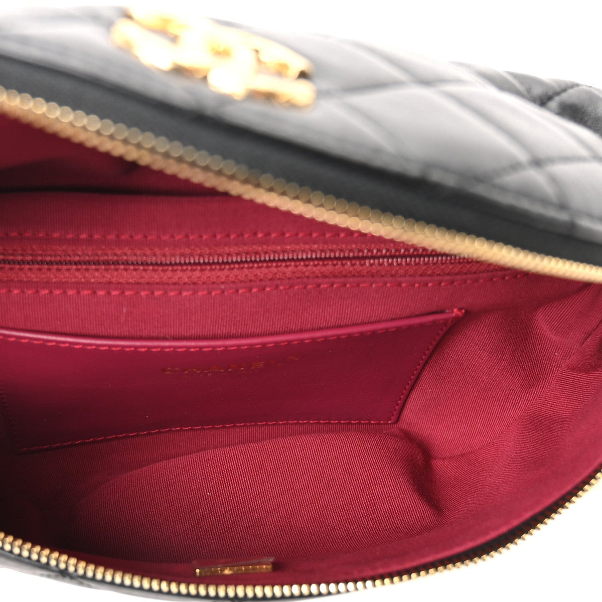 Quilted Lambskin Belt Bag - Black