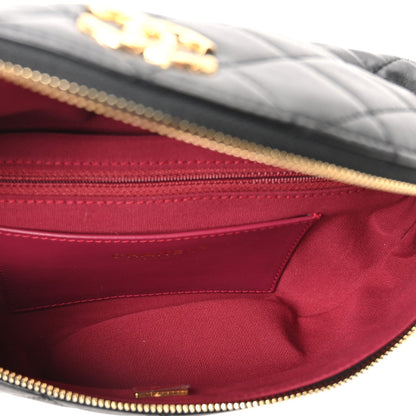 Quilted Lambskin Belt Bag - Black