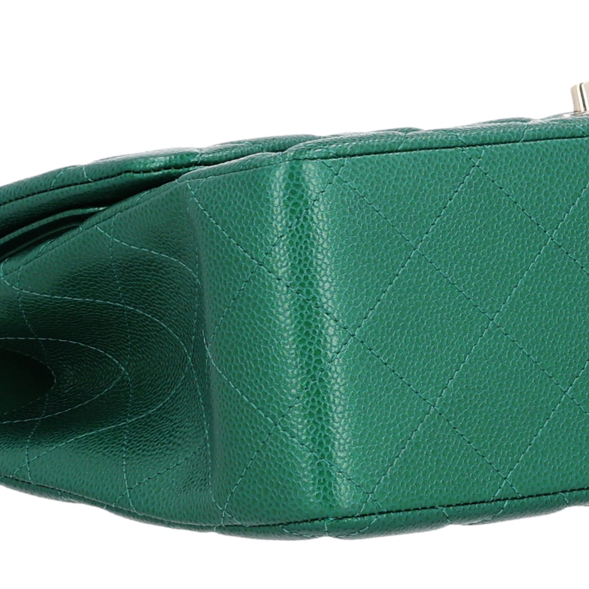 Quilted Caviar Flap Shoulder Bag - Green