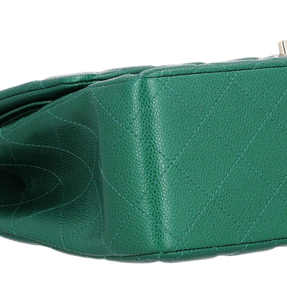 Quilted Caviar Flap Shoulder Bag - Green