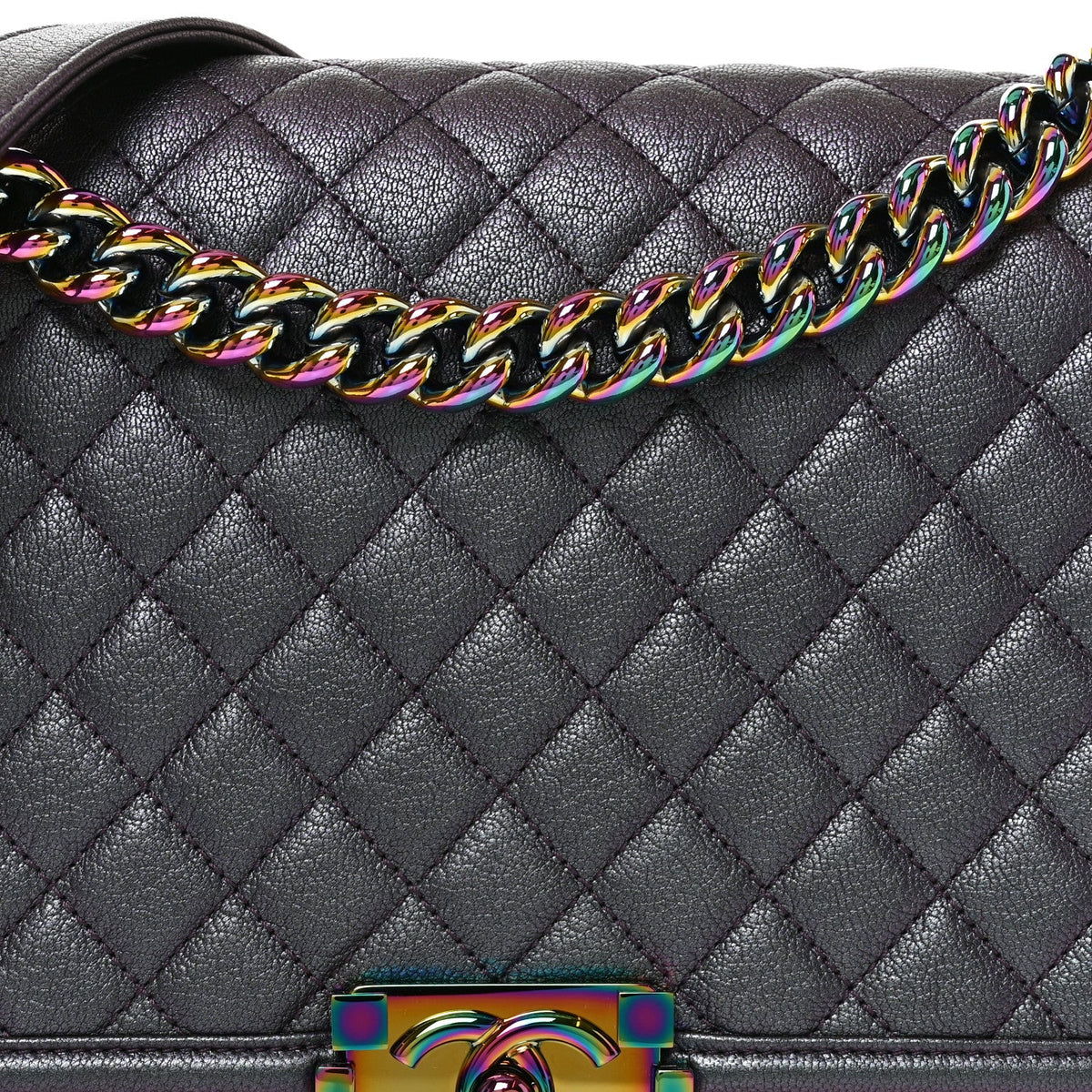Medium Quilted Goatskin Flap Shoulder Bag - Purple