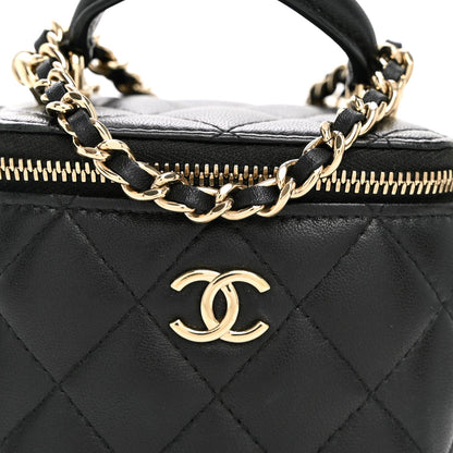 Mini Quilted Lambskin Handbag - Black