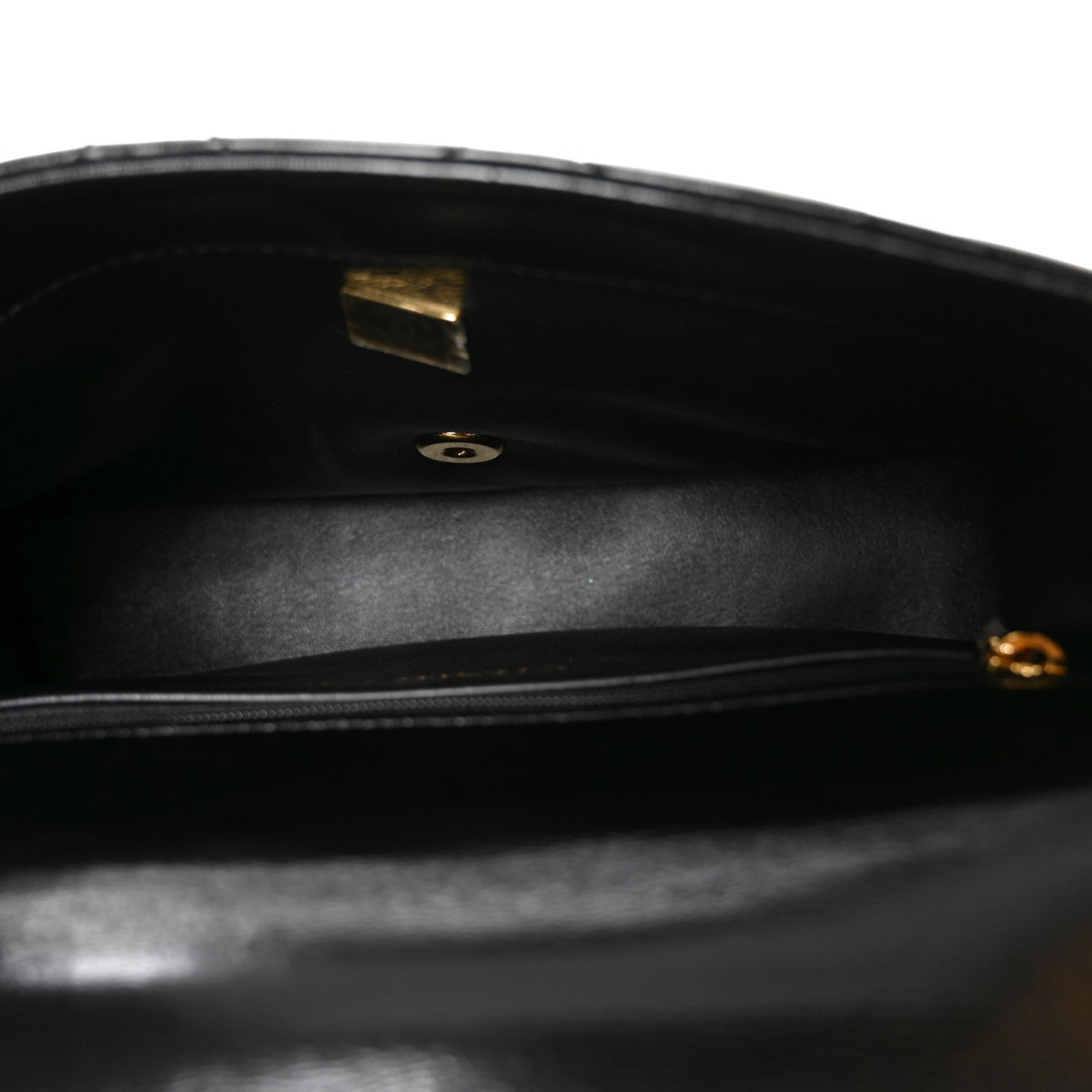Quilted Lambskin Flap Shoulder Bag - Black
