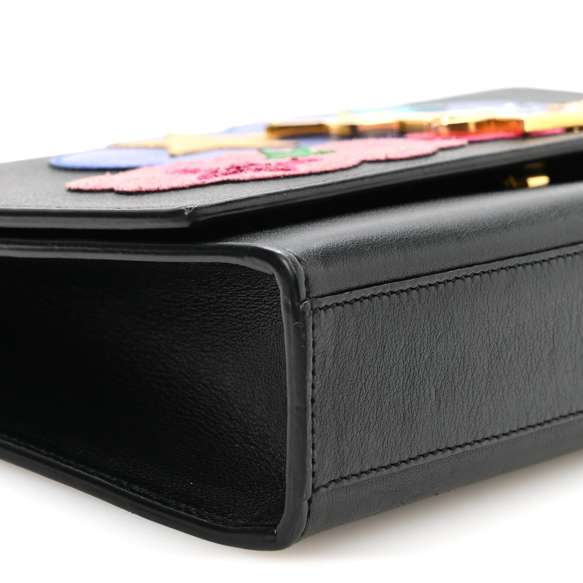 Medium Lambskin Satchel Bag - Black