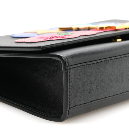 Medium Lambskin Satchel Bag - Black