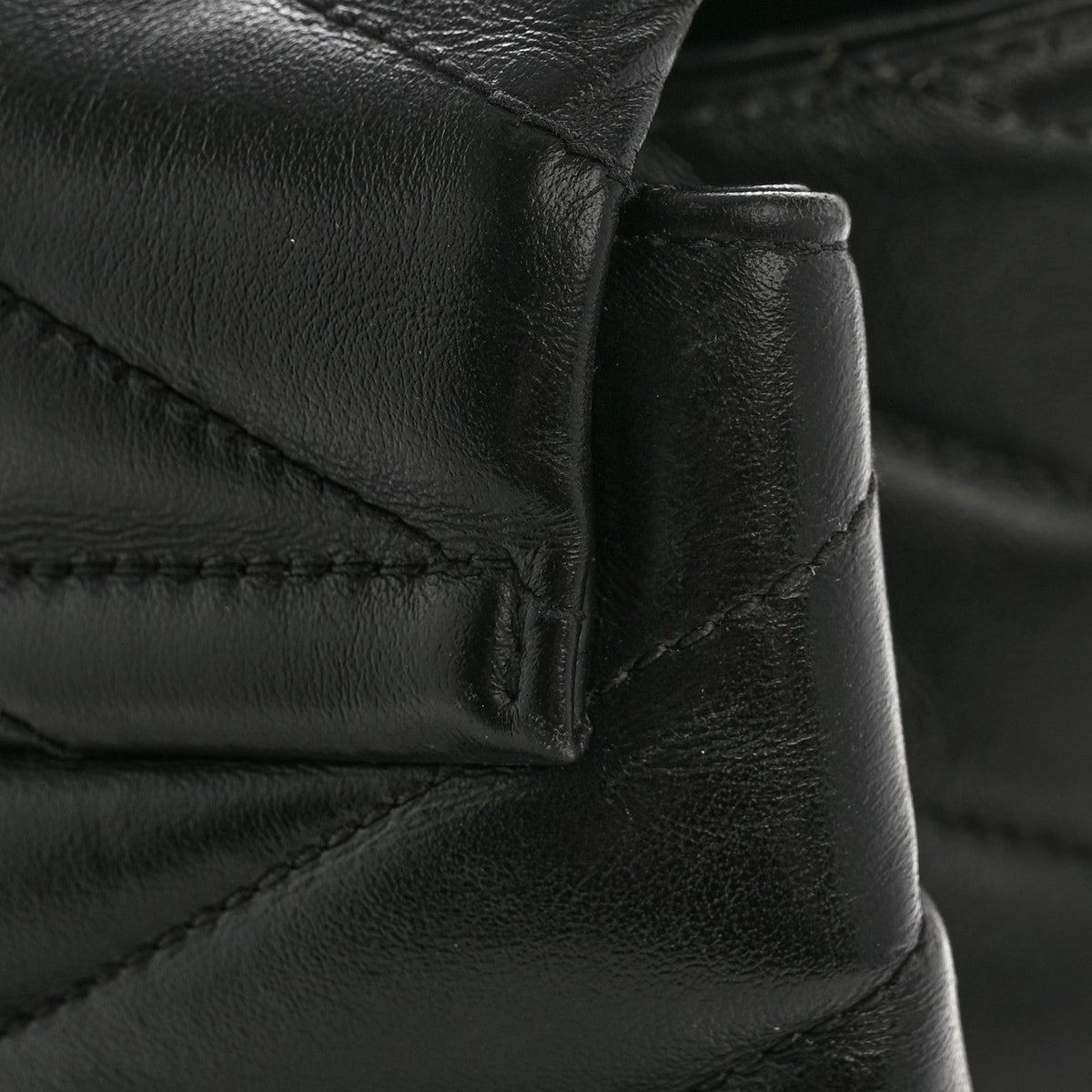Large Quilted Calfskin Satchel Bag - Black