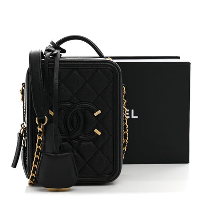Quilted Caviar Handbag - Black