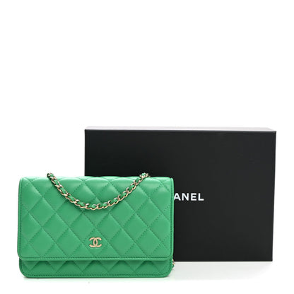 Quilted Lambskin Wallet Bag - Green