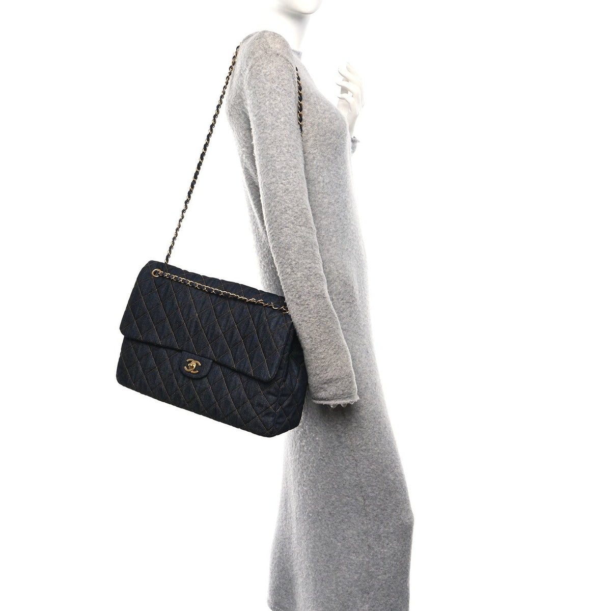 Quilted Flap Shoulder Bag - Blue