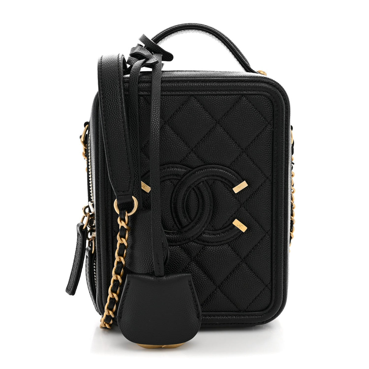 Quilted Caviar Handbag - Black