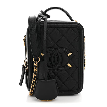 Quilted Caviar Handbag - Black