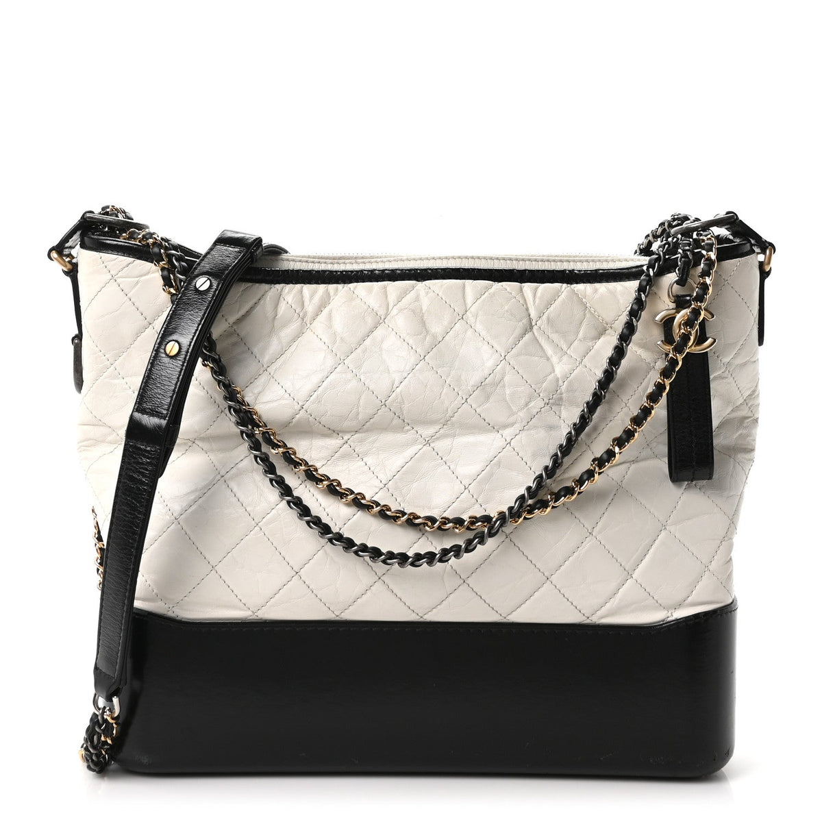 Large Quilted Calfskin Hobo Bag - White