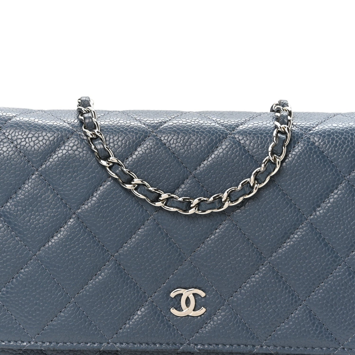 Quilted Caviar Wallet Bag - Blue