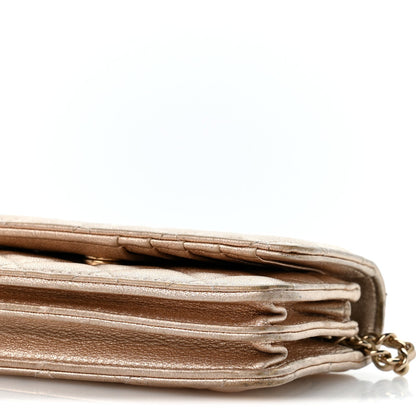 Mini Quilted Lambskin Wallet Bag - Gold