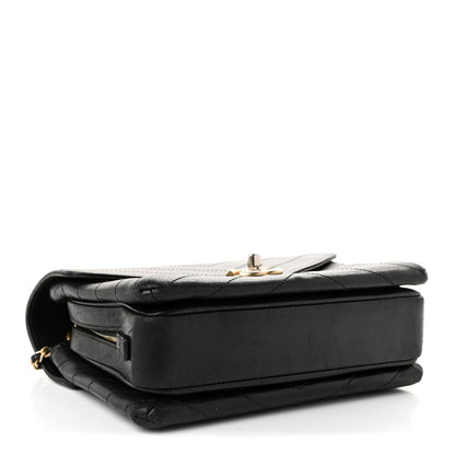 Medium Calfskin Flap Shoulder Bag - Black