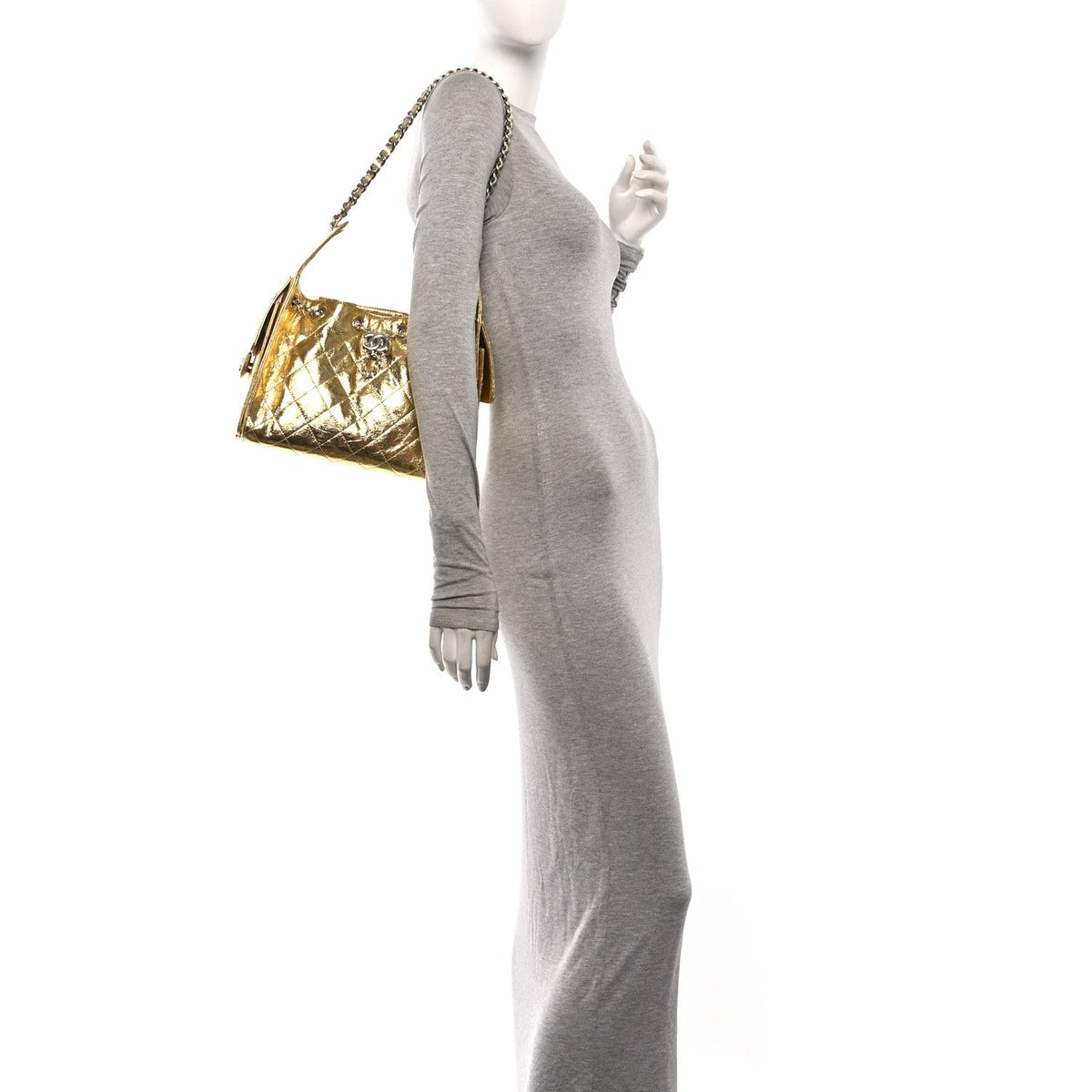 Small Quilted Calfskin Handbag - Gold