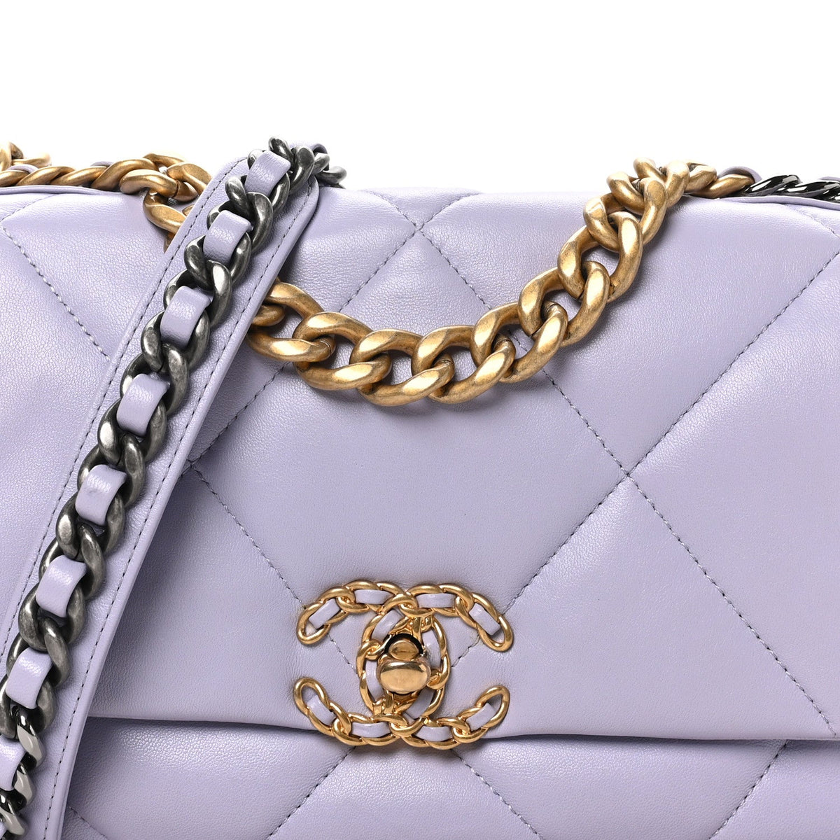 Medium Quilted Lambskin Flap Shoulder Bag - Purple