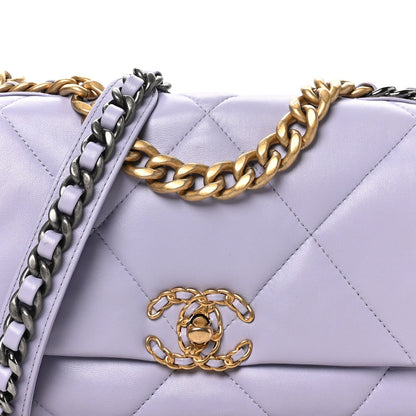 Medium Quilted Lambskin Flap Shoulder Bag - Purple