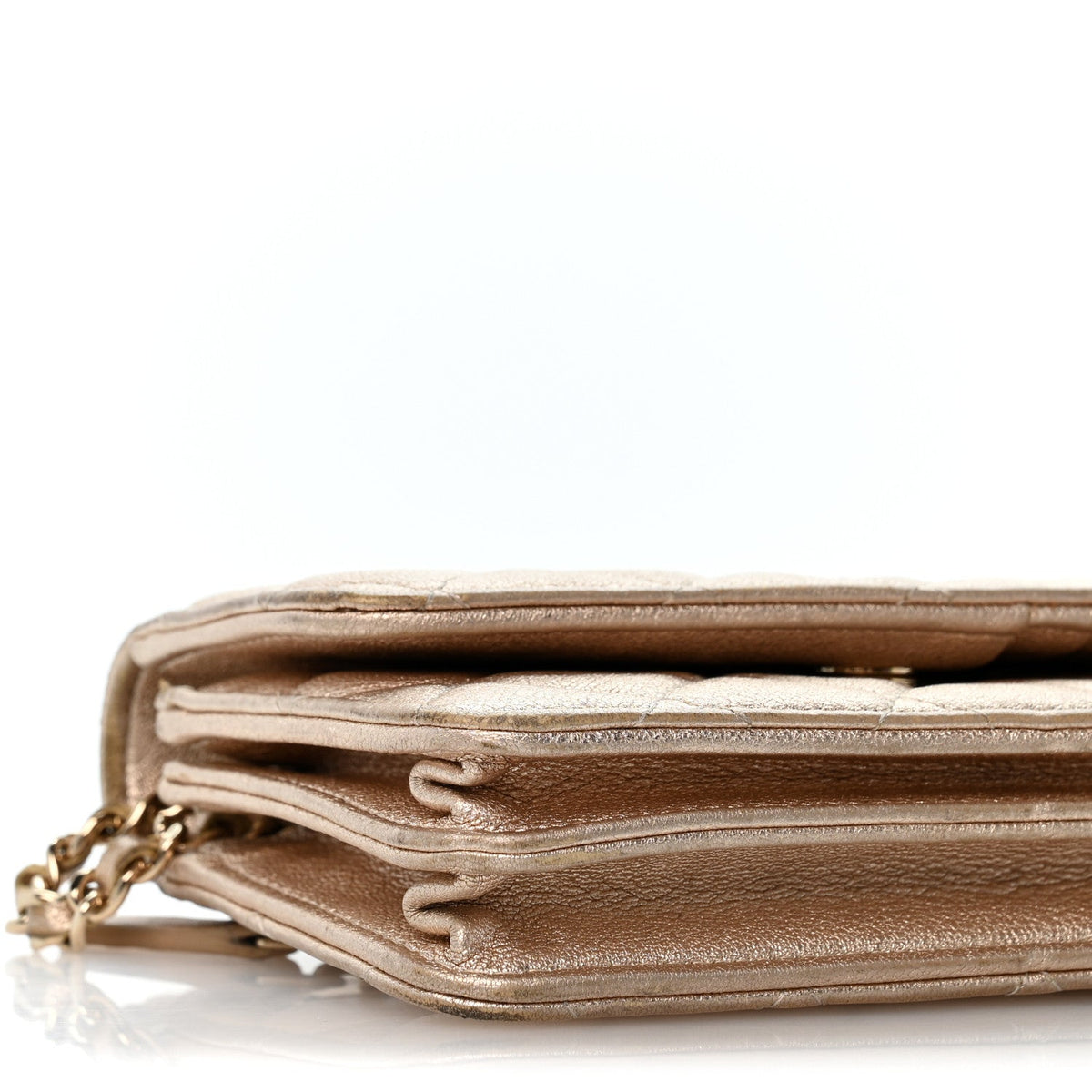 Mini Quilted Lambskin Wallet Bag - Gold