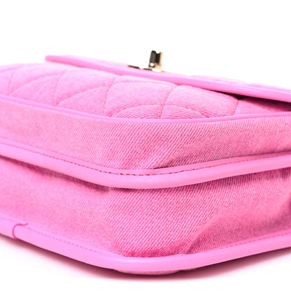Small Quilted Flap Shoulder Bag - Pink