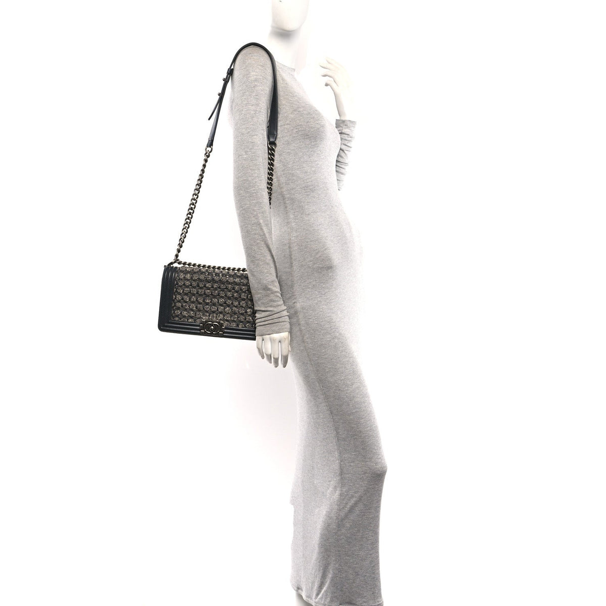 Medium Calfskin Flap Shoulder Bag - Grey