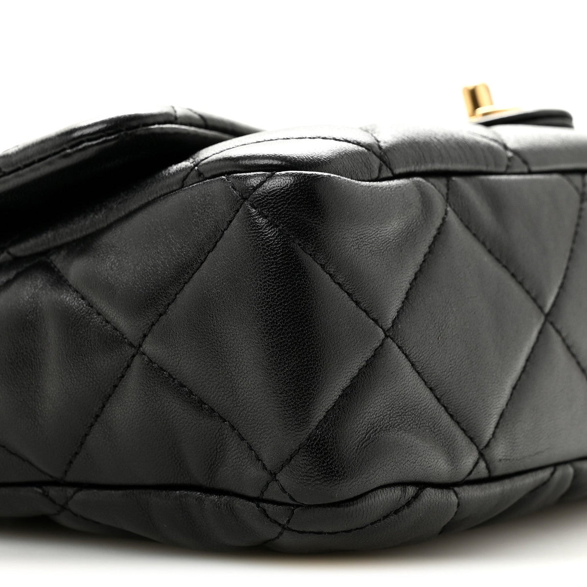Large Quilted Lambskin Flap Shoulder Bag - Black