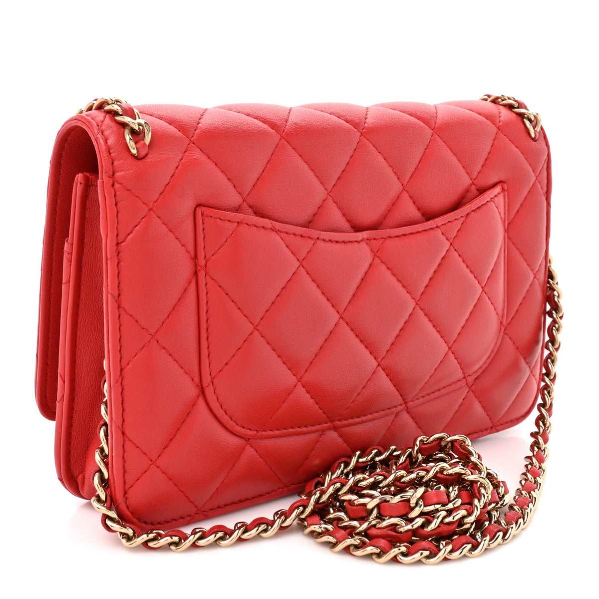 Quilted Lambskin Wallet Bag - Red