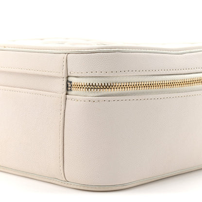 Large Quilted Caviar Handbag - White
