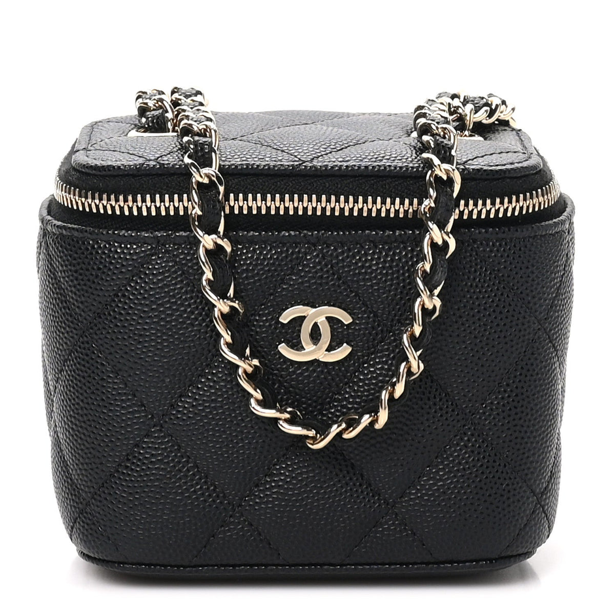 Mini Quilted Caviar Handbag - Black