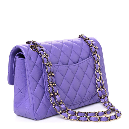 Small Quilted Caviar Flap Shoulder Bag - Purple