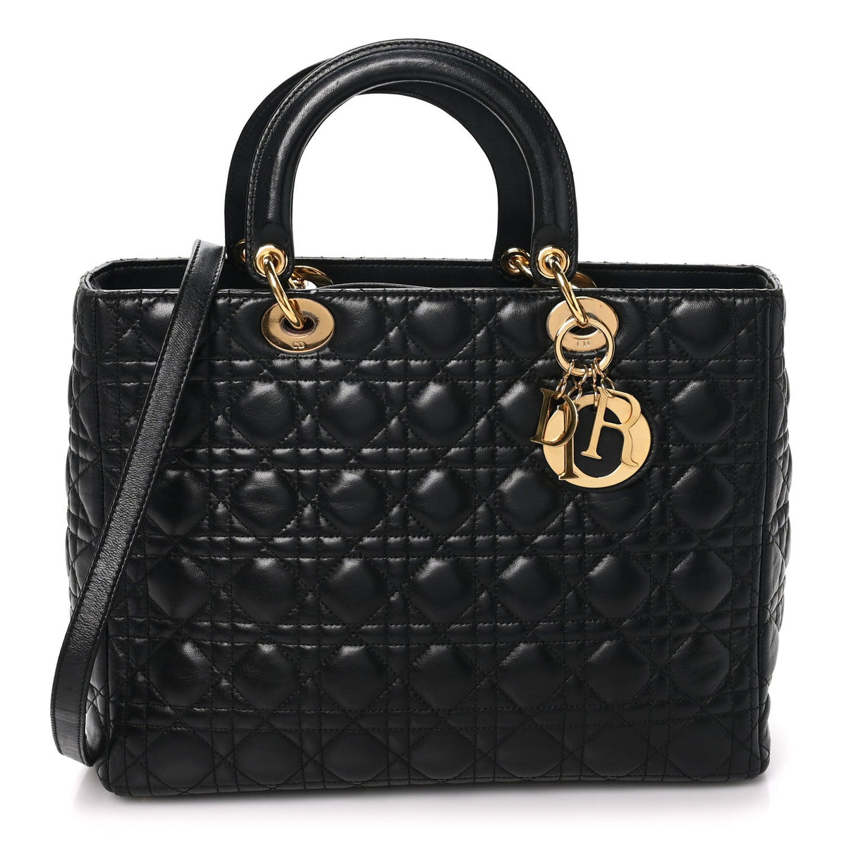 Large Lambskin Handbag - Black