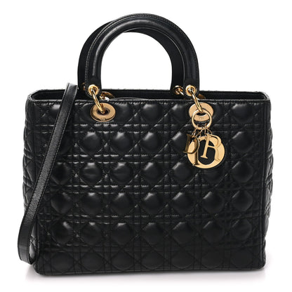 Large Lambskin Handbag - Black