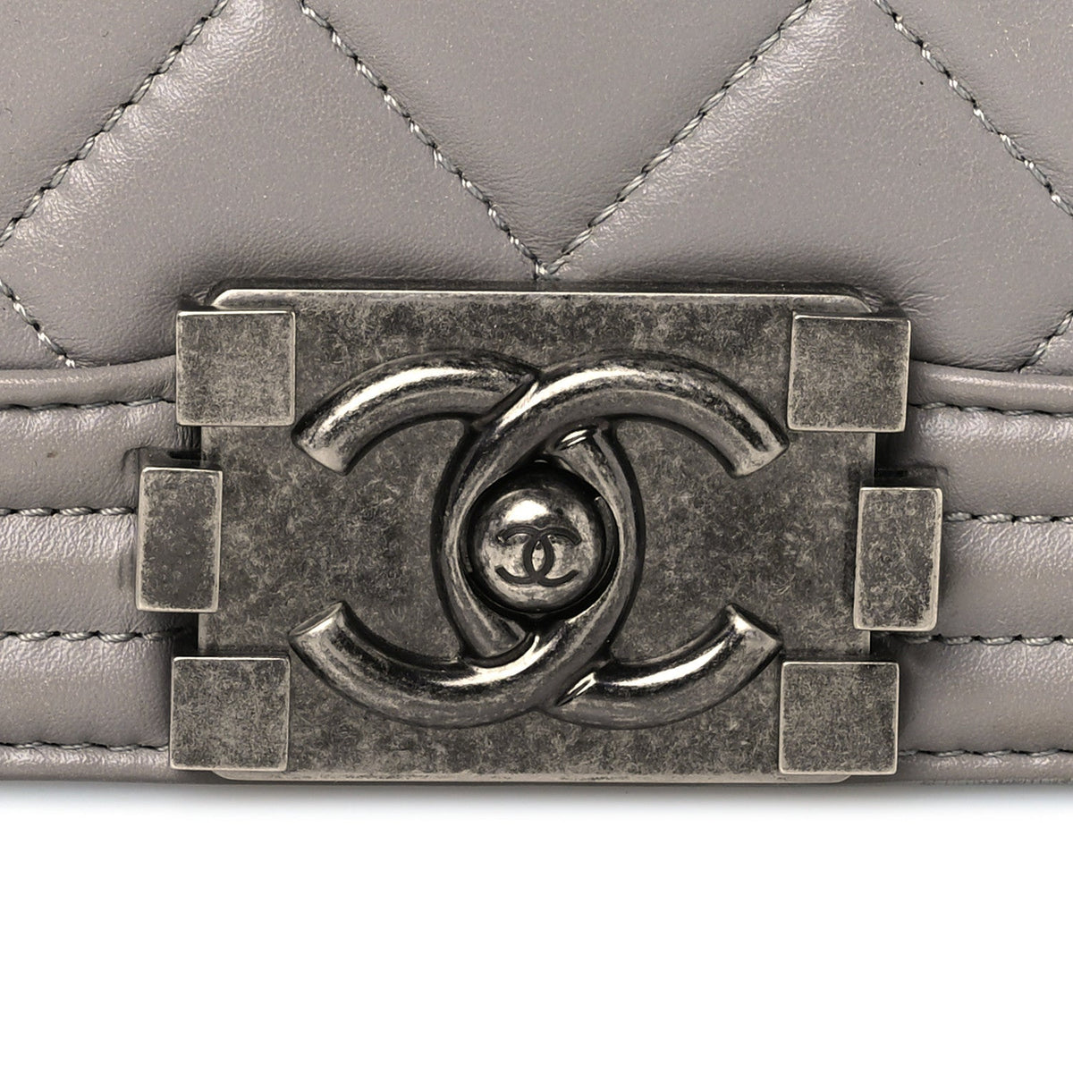 Large Quilted Lambskin Flap Shoulder Bag - Grey
