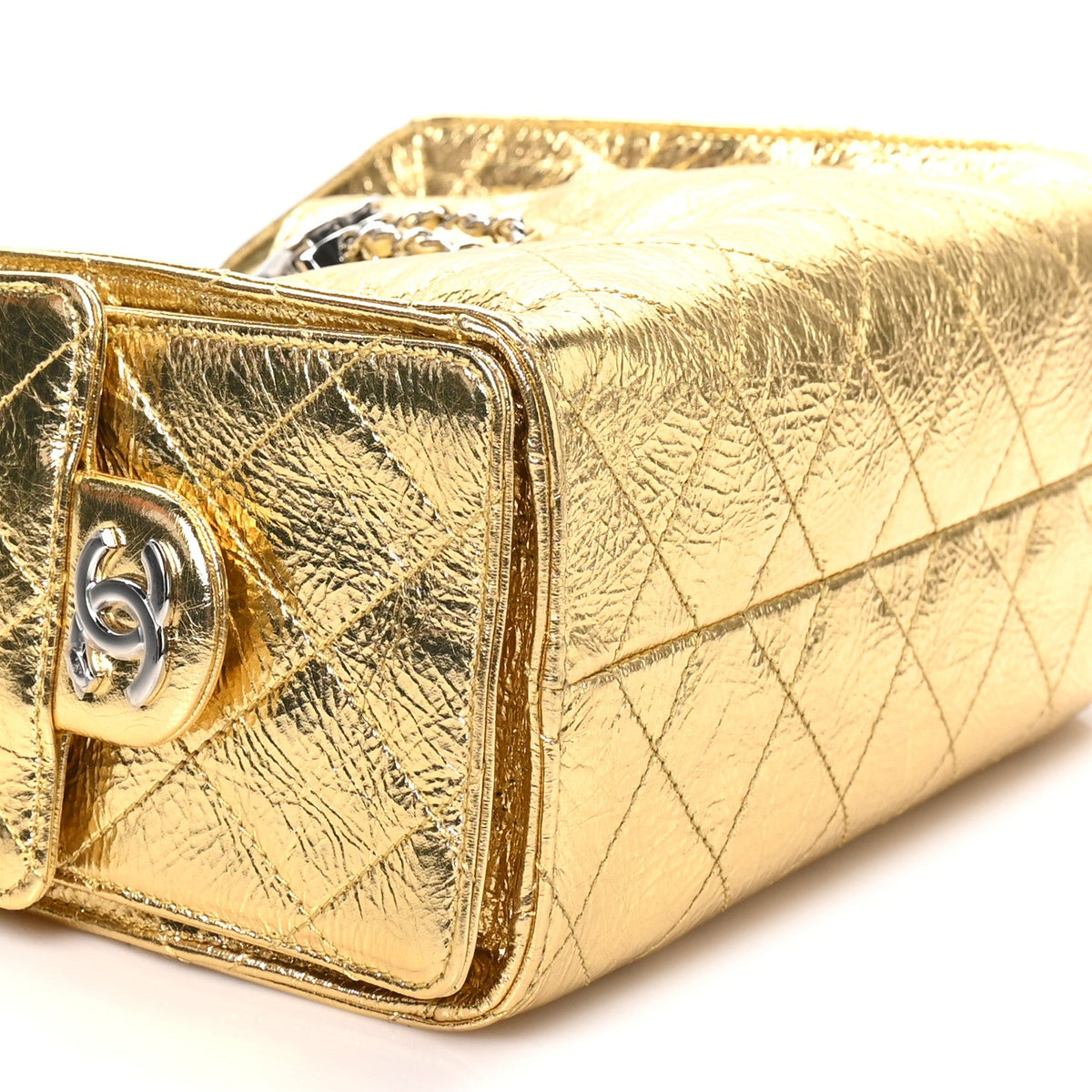 Mini Quilted Calfskin Handbag - Gold