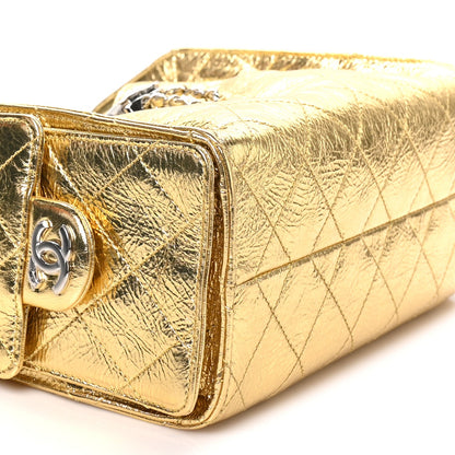 Mini Quilted Calfskin Handbag - Gold