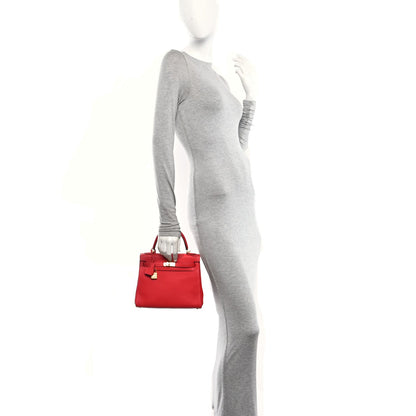 Togo Kelly Retourne 25 Rouge Casaque Handbag