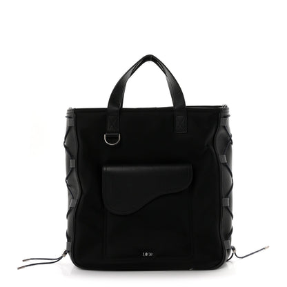 Calfskin Nylon Tote Bag - Black