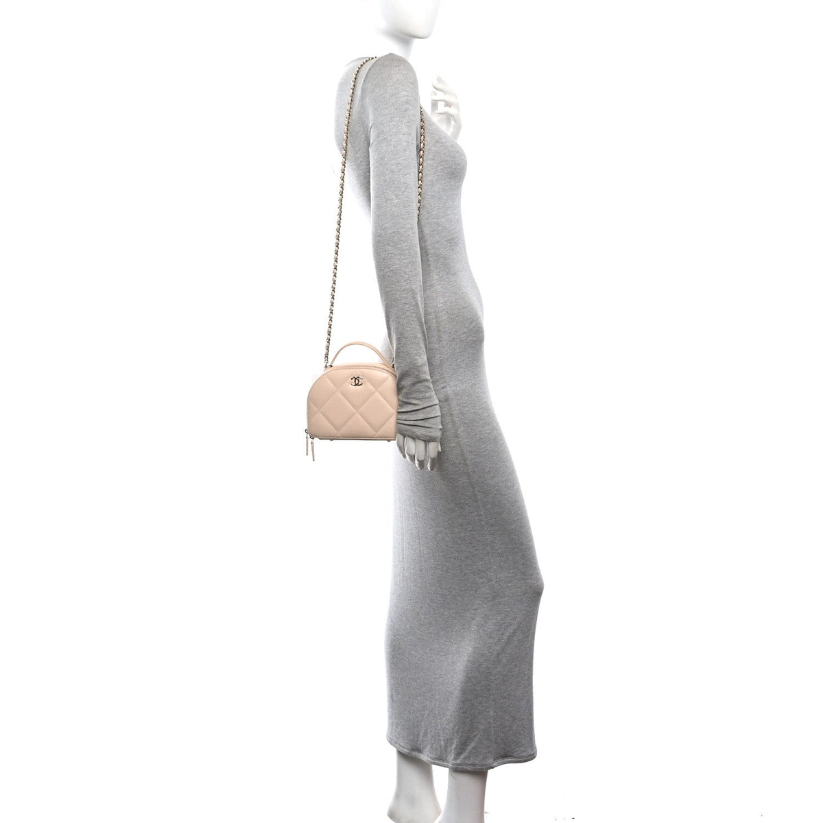 Quilted Calfskin Clutch Bag - Beige